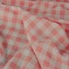 Tissu voile coton vichy plumetis - rose corail x 10 cm