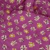 Tissu double gaze matelassée réversible fleurs indiennes - violet x 10 cm