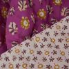 Tissu double gaze matelassée réversible fleurs indiennes - violet x 10 cm