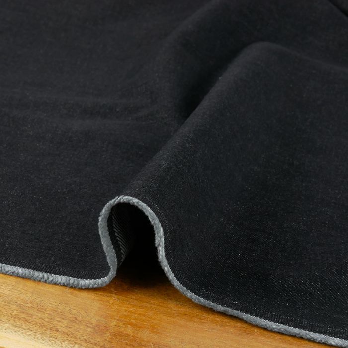 Tissu denim haute couture - noir x 10 cm