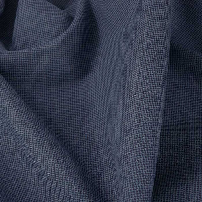 Tissu voile coton pied de poule haute couture - bleu denim x 10 cm