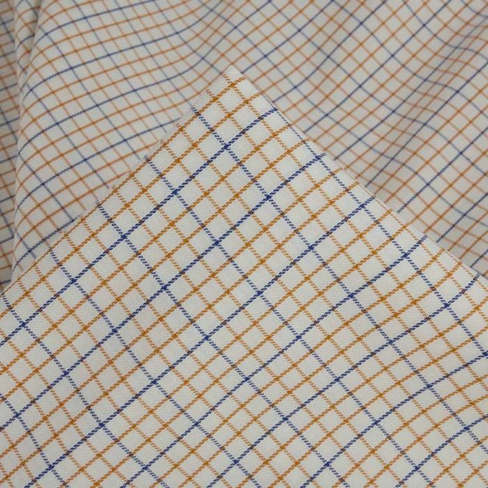 Tissu sergé coton carreaux haute couture - écru x 10 cm