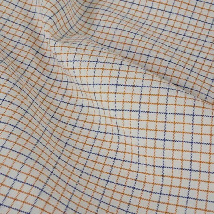 Tissu sergé coton carreaux haute couture - écru x 10 cm