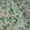 Tissu cretonne coton enduit mésanges - vert x 10 cm
