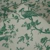 Tissu cretonne coton enduit mésanges - vert x 10 cm