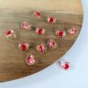 Bouton transparent coeur rouge 11 mm x 1