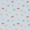 Tissu maillot de bain dinosaures - bleu ciel x 10 cm