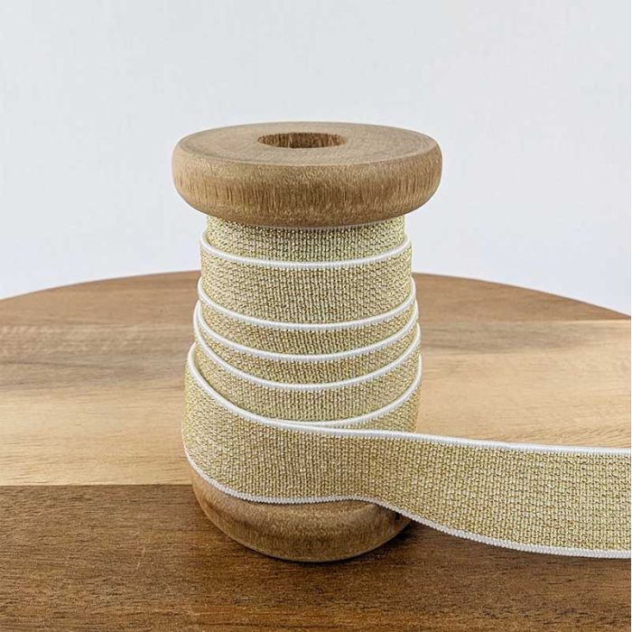 Élastique lurex blanc or  x 10 cm