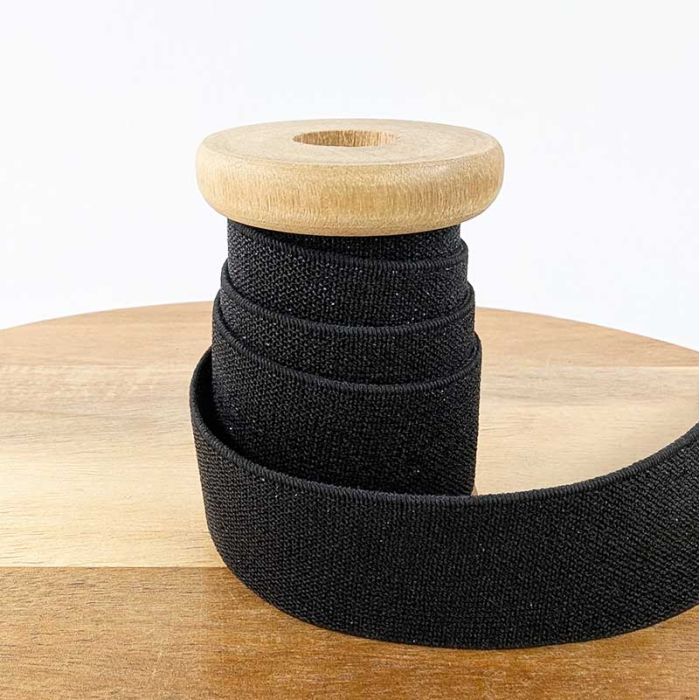 Élastique noir lurex noir  x 10 cm