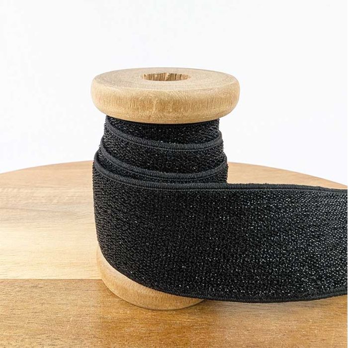 Élastique noir lurex noir  x 10 cm