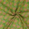 Tissu voile fleurs indiennes - vert anis x 10 cm