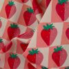 Tissu coton enduit fraises - rose x 10 cm