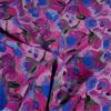 Tissu viscose fleurs peinture - violet x 10 cm