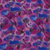 Tissu viscose fleurs peinture - violet x 10 cm