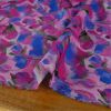 Tissu viscose fleurs peinture - violet x 10 cm