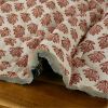 Tissu double gaze matelassée réversible fleurs persanes - écru x 10 cm