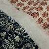 Tissu double gaze matelassée réversible fleurs persanes - écru x 10 cm