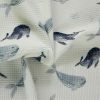 Tissu piqué de coton nid d'abeille baleines - blanc x 10 cm
