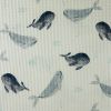 Tissu piqué de coton nid d'abeille baleines - blanc x 10 cm