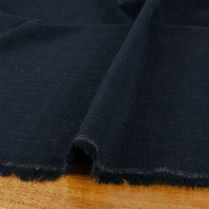 Tissu viscose lin - bleu marine x 10 cm