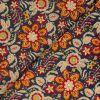 Tissu voile fleurs indiennes batik - bleu marine x 10 cm