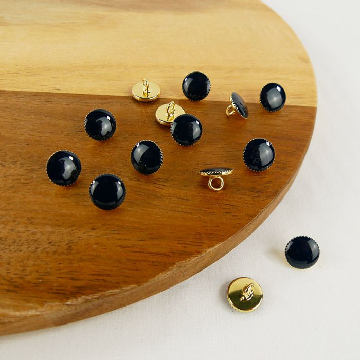 Bouton à pied métal doré - bleu marine x1