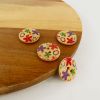 Bouton en bois à motif fleuri 25 mm - Grandes Fleurs Multicolores