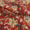 Tissu voile fleurs indiennes batik - terracotta x 10 cm