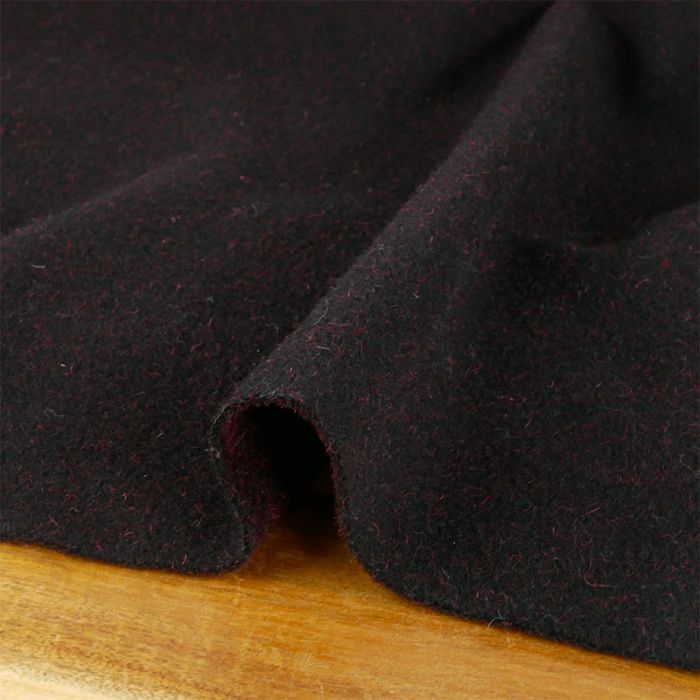 Tissu drap de laine poils haute couture - noir et rouge x 10 cm