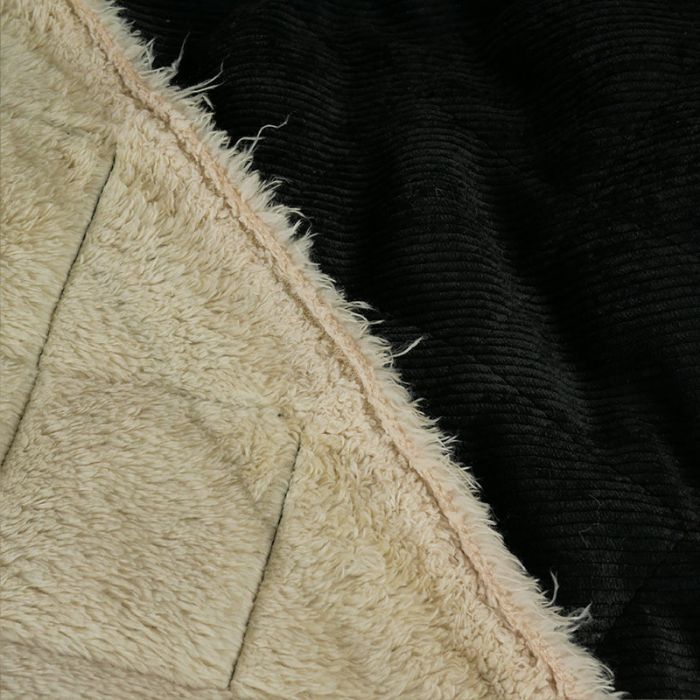 Tissu matelassé velours fausse fourrure - noir x 10 cm