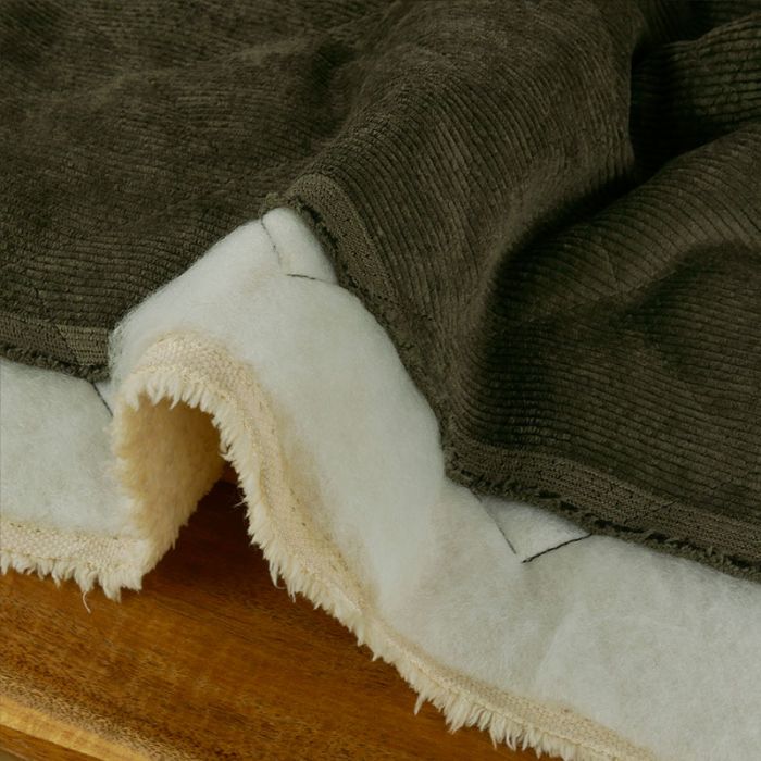 Tissu matelassé velours fausse fourrure - kaki x 10 cm