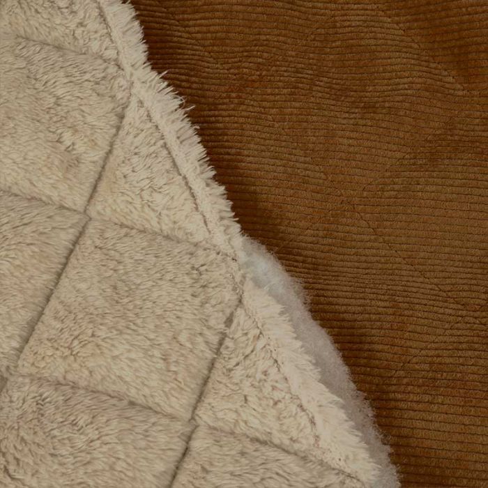 Tissu matelassé velours fausse fourrure - marron camel x 10 cm