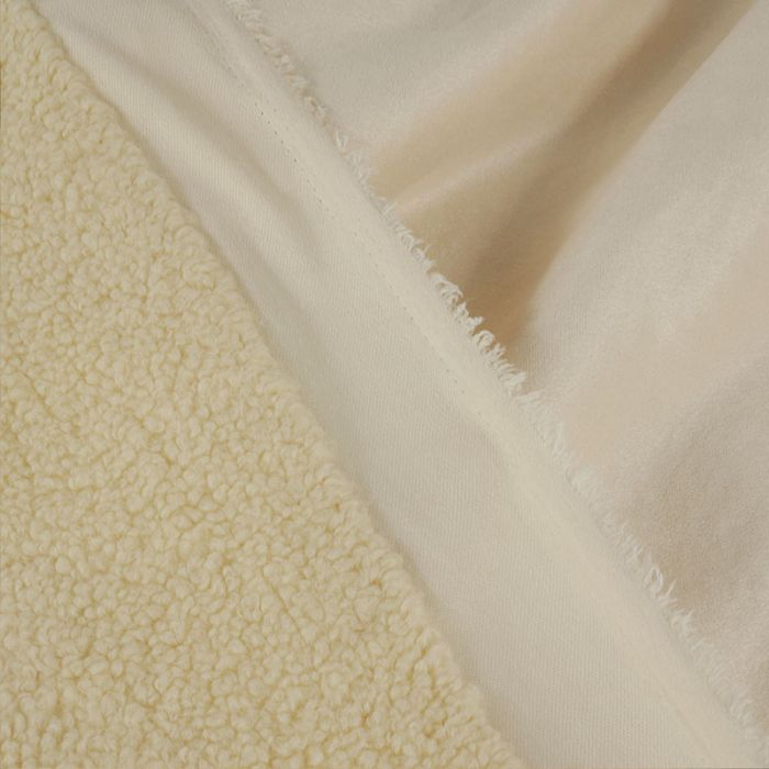 Tissu suédine envers sherpa fausse fourrure - écru x 10 cm
