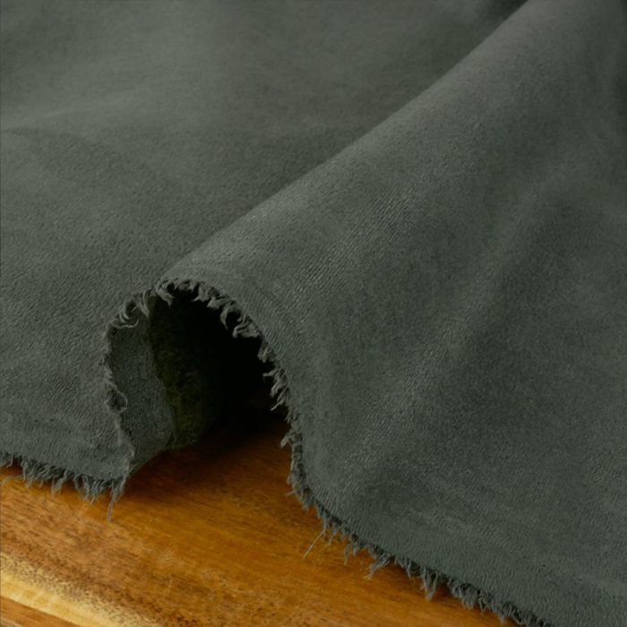 Tissu suédine envers sherpa fausse fourrure - vert kaki x 10 cm
