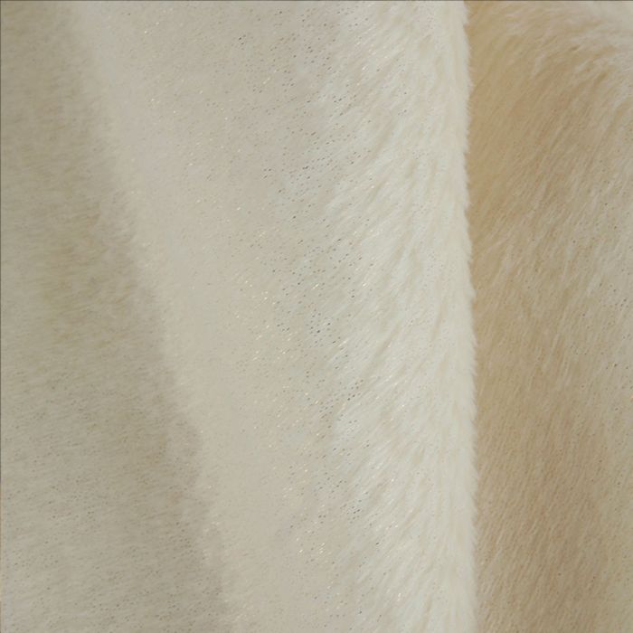 Tissu fausse fourrure à paillettes - écru x 10 cm