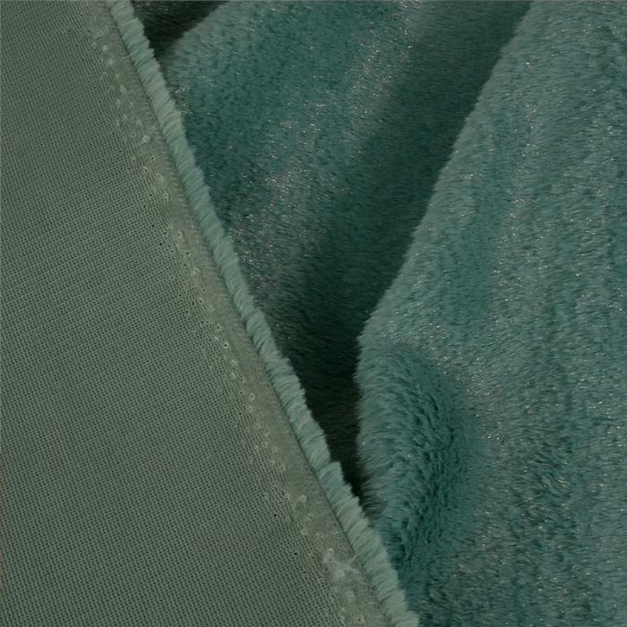 Tissu fausse fourrure à paillettes - vert de gris x 10 cm
