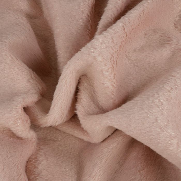 Tissu fausse fourrure à paillettes - rose clair x 10 cm