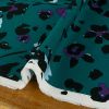 Tissu twill viscose fleurs léopard - bleu pétrole x 10 cm
