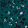 Tissu twill viscose fleurs léopard - bleu pétrole x 10 cm