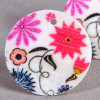 Pendentif sequin en nacre 25mm à motif fleurs roses x1
