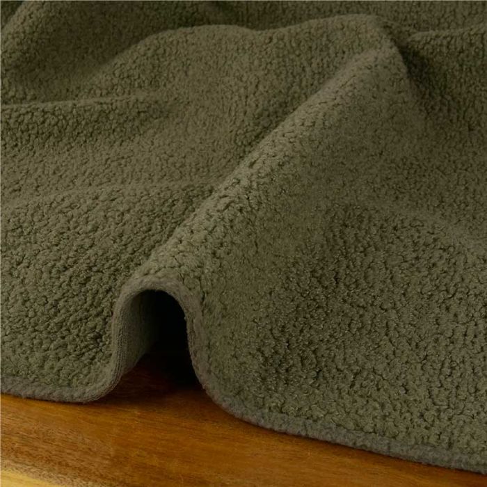 Tissu fausse fourrure Teddy polaire - kaki x 10 cm