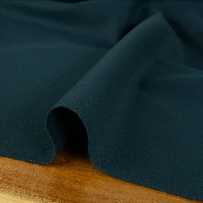 Tissu flanelle laine cachemire haute couture - bleu pétrole x 10 cm
