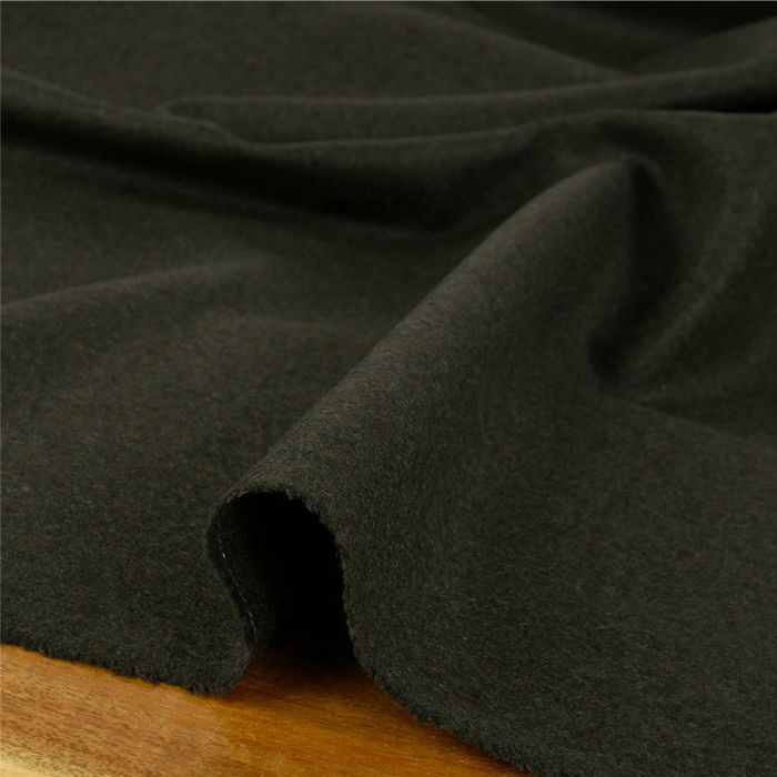 Tissu drap de laine uni haute couture - vert kaki x 10 cm