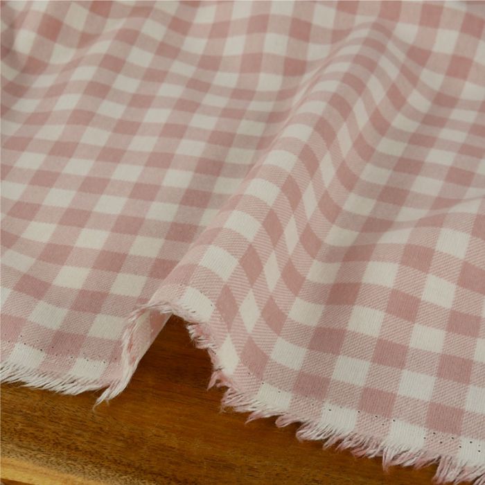 Tissu flanelle vichy carreaux - vieux rose x 10 cm