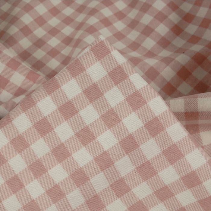 Tissu flanelle vichy carreaux - vieux rose x 10 cm