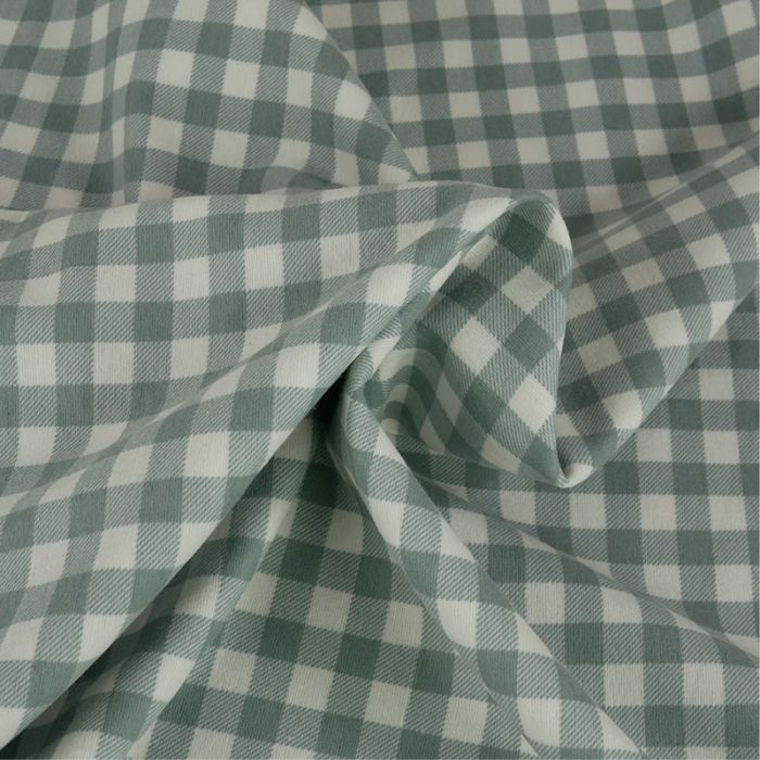 Tissu flanelle vichy carreaux - vert de gris x 10 cm