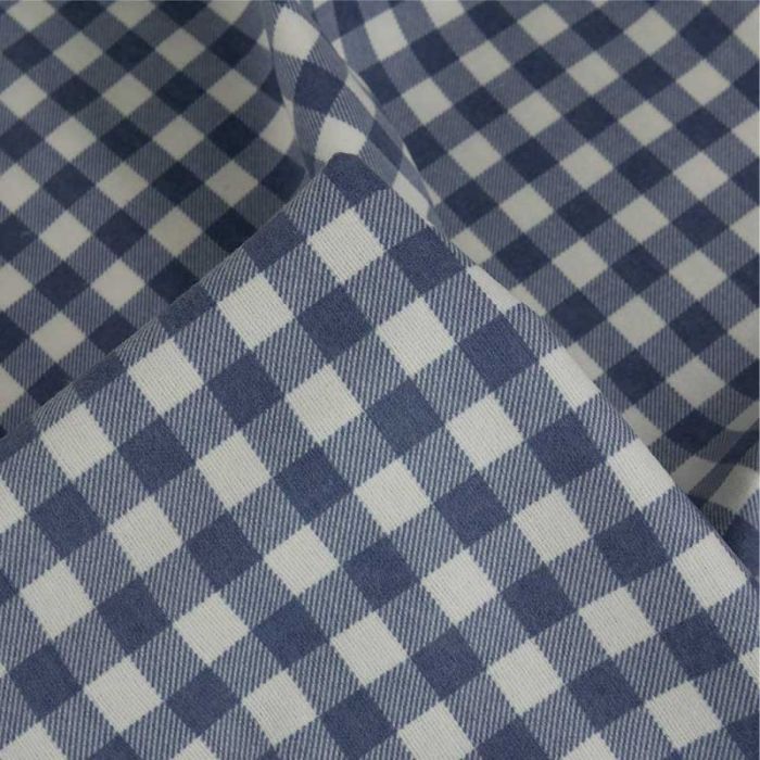 Tissu flanelle vichy carreaux - bleu denim x 10 cm