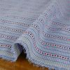 Tissu jacquard rayures coeurs - bleu ciel x 10 cm