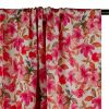Tissu viscose aquarelle fleurs rose - écru x 10 cm