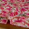 Tissu viscose aquarelle fleurs rose - écru x 10 cm